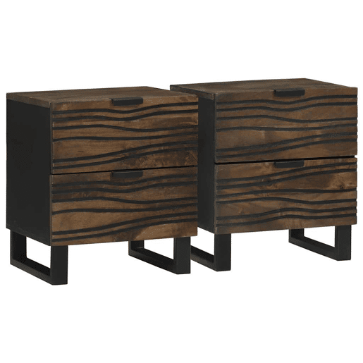 Lote de 2 Mesa De Cabeceira - Mesinha De Cabeceira com gaveta Nogueira 40 x 33 x 46 cm