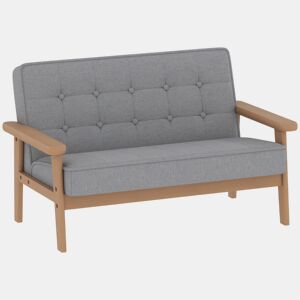AIYAPLAY Sofá para Crianças de 2 Lugares Poltrona Infantil de Pelúcia Macia com Estrutura de Madeira Assento e Encosto Acolchoados Apoio de Braços para Crianças a partir de 3 Anos 77x42x48 cm Cinzento