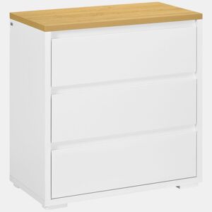 HOMCOM Cómoda Moderna com 3 Gavetas Cómoda de Madeira para Dormitório Sala de Estar Carga Máxima 40 kg 70x37x75 cm Branco e Madeira