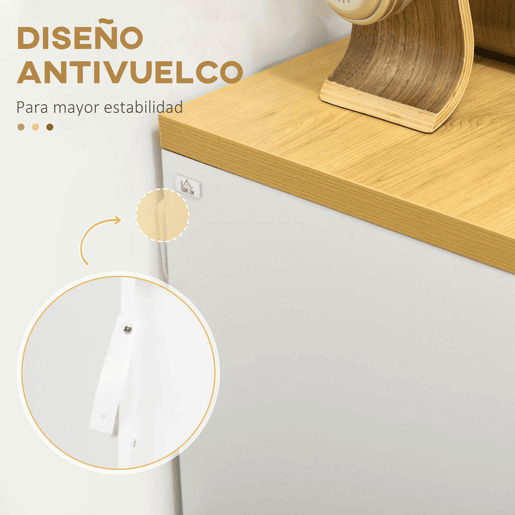 HOMCOM Cómoda Moderna com 3 Gavetas Cómoda de Madeira para Dormitório Sala de Estar Carga Máxima 40 kg 70x37x75 cm Branco e Madeira