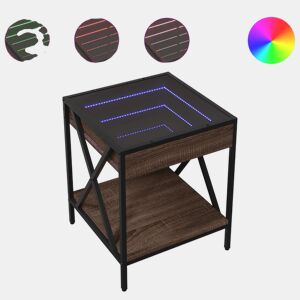 Mesa De Cabeceira - Mesinha De Cabeceira c LED Infinity 40x40x49 cm carvalho castanho