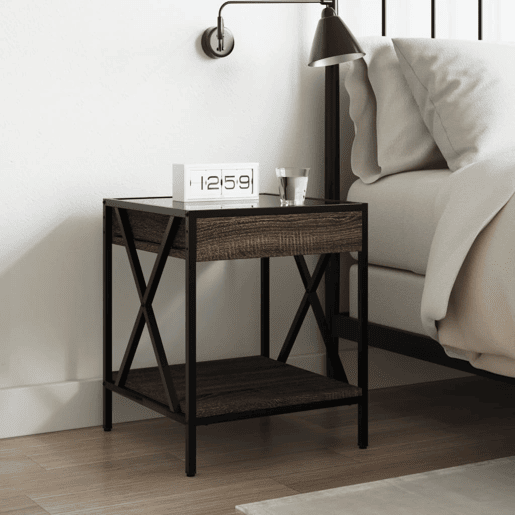 Mesa De Cabeceira - Mesinha De Cabeceira c LED Infinity 40x40x49 cm carvalho castanho