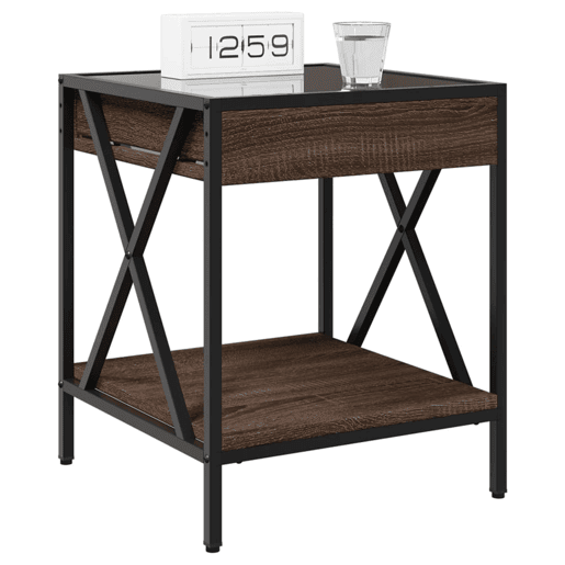 Mesa De Cabeceira - Mesinha De Cabeceira c LED Infinity 40x40x49 cm carvalho castanho