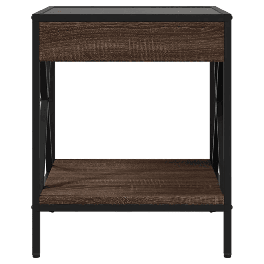 Mesa De Cabeceira - Mesinha De Cabeceira c LED Infinity 40x40x49 cm carvalho castanho