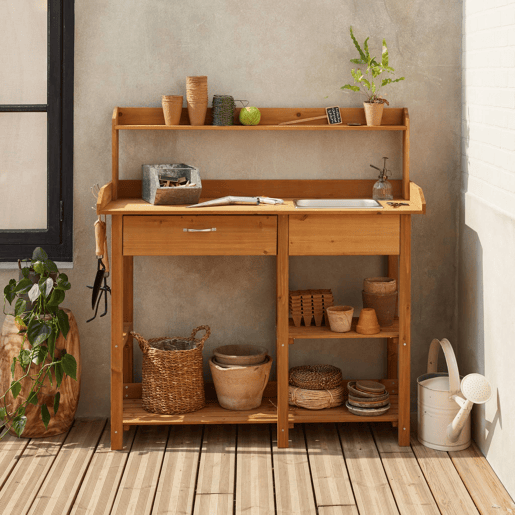 Mesa de madeira para vasos, Capucine, Madeira, 117x45x121 cm