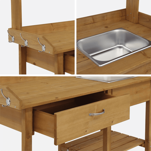 Mesa de madeira para vasos, Capucine, Madeira, 117x45x121 cm