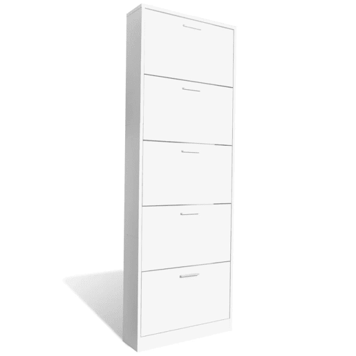 Sapateira com 5 compartimentos em madeira branco