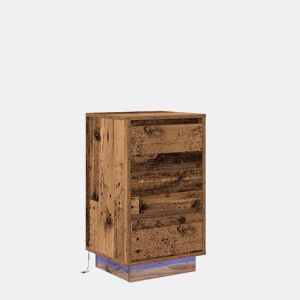 Mesa De Cabeceira - Mesinha De Cabeceira com luzes LED 38x34x65 cm madeira velha
