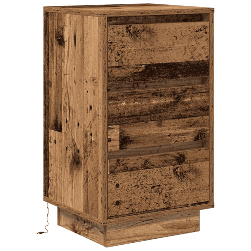Mesa De Cabeceira - Mesinha De Cabeceira com luzes LED 38x34x65 cm madeira velha
