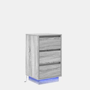 Mesa De Cabeceira - Mesinha De Cabeceira com luzes LED 38x34x65 cm cinzento-sonoma