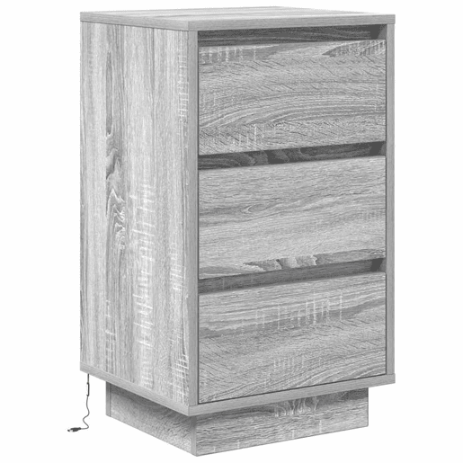 Mesa De Cabeceira - Mesinha De Cabeceira com luzes LED 38x34x65 cm cinzento-sonoma