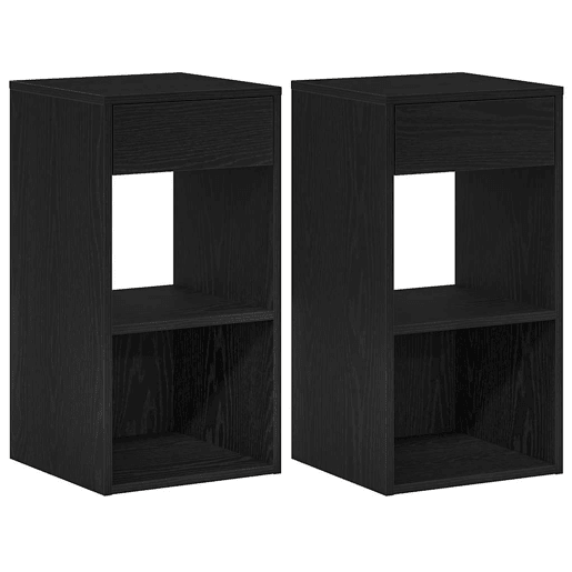 Lote de 2 Mesa De Cabeceira - Mesinha De Cabeceira com gaveta 35x34x66,5cm carvalho preto