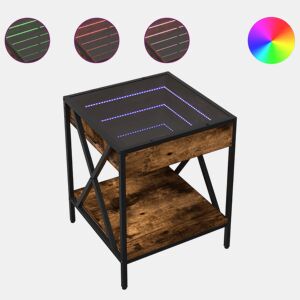 Mesa De Cabeceira - Mesinha De Cabeceira c LED Infinity 40x40x49 cm carvalho fumado