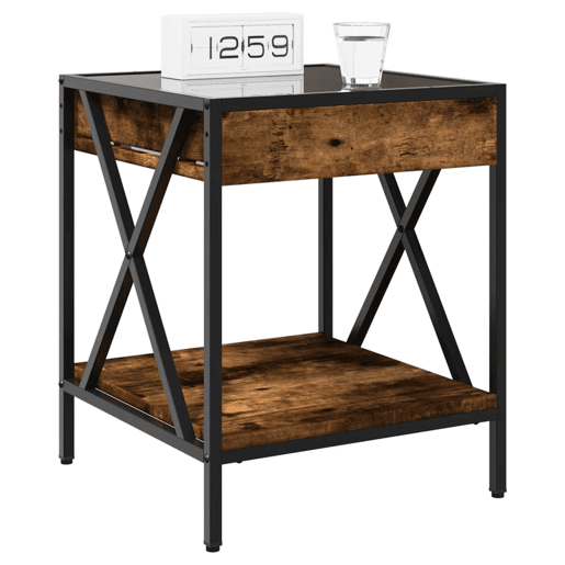 Mesa De Cabeceira - Mesinha De Cabeceira c LED Infinity 40x40x49 cm carvalho fumado