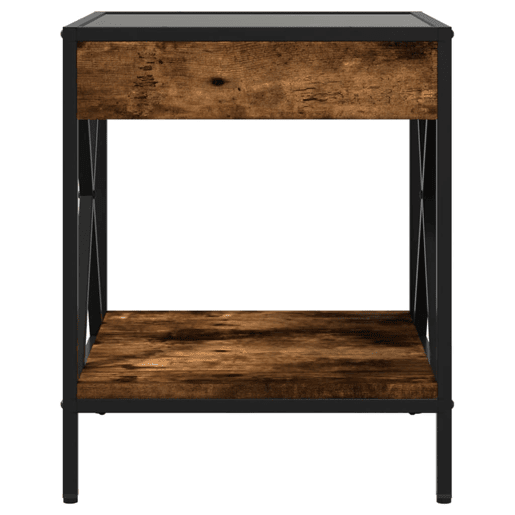 Mesa De Cabeceira - Mesinha De Cabeceira c LED Infinity 40x40x49 cm carvalho fumado