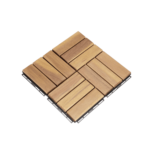 Conjunto de ladrilhos de madeira para pátio de 30x30cm, Sarrafo, Madeira, 30x30x1.9 cm