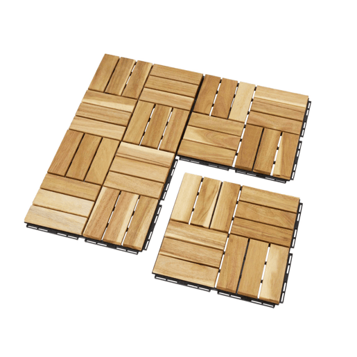 Conjunto de ladrilhos de madeira para pátio de 30x30cm, Sarrafo, Madeira, 30x30x1.9 cm