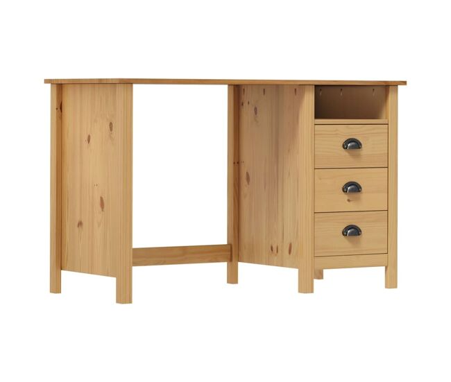 Escritorio hill 3 cajones + compartimento madera de pino natural 74x120x50 cm