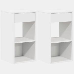 Lote de 2 Mesa De Cabeceira - Mesinha De Cabeceira com gaveta 35x34x66,5 cm branco
