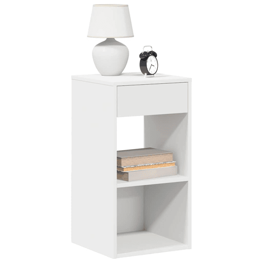 Lote de 2 Mesa De Cabeceira - Mesinha De Cabeceira com gaveta 35x34x66,5 cm branco