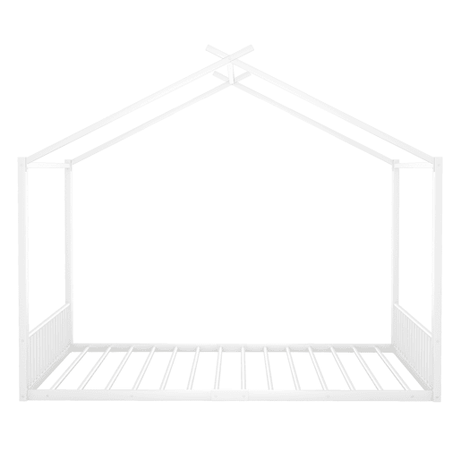 Cama infantil 140x200cm - Cama de ferro, sem colchão, com ripas - Branco
