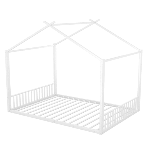 Cama infantil 140x200cm - Cama de ferro, sem colchão, com ripas - Branco