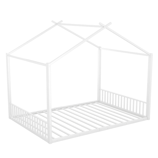Cama infantil 140x200cm - Cama de ferro, sem colchão, com ripas - Branco