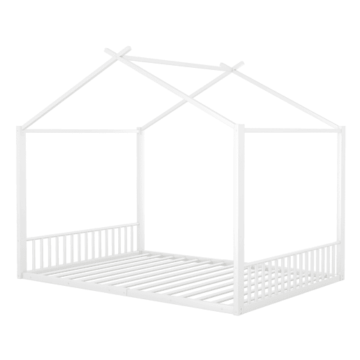 Cama infantil 140x200cm - Cama de ferro, sem colchão, com ripas - Branco
