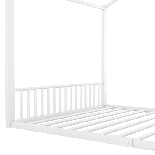 Cama infantil 140x200cm - Cama de ferro, sem colchão, com ripas - Branco