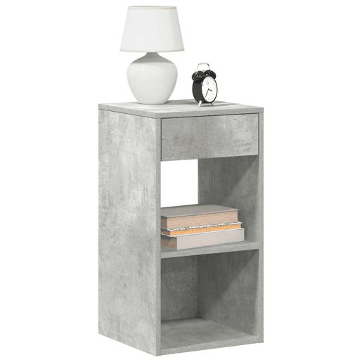 Lote de 2 Mesa De Cabeceira - Mesinha De Cabeceira c gaveta 35x34x66,5cm cinzento cimento