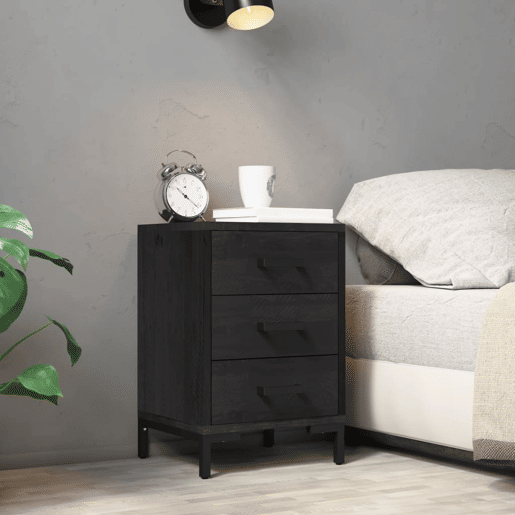 Mesa De Cabeceira - Mesinha De Cabeceira 40x30x55 cm pinho reciclado maciço preto