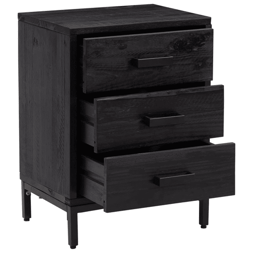 Mesa De Cabeceira - Mesinha De Cabeceira 40x30x55 cm pinho reciclado maciço preto