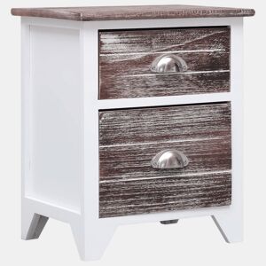 vidaXL Mesa de cabeceira 38x28x45 cm madeira paulownia castanhobranco