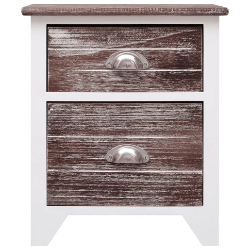 vidaXL Mesa de cabeceira 38x28x45 cm madeira paulownia castanhobranco vidaXL Mesa de cabeceira 38x28x45 cm madeira paulownia castanhobranco