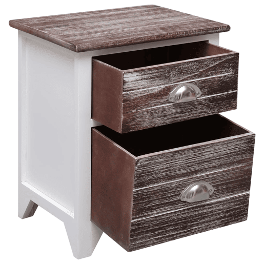 vidaXL Mesa de cabeceira 38x28x45 cm madeira paulownia castanhobranco vidaXL Mesa de cabeceira 38x28x45 cm madeira paulownia castanhobranco