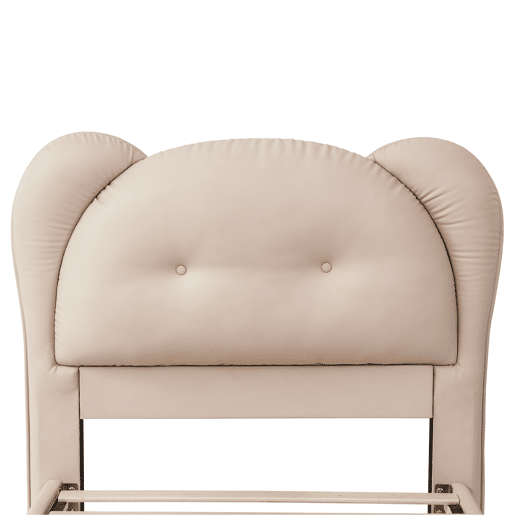 Cama individual 90x200 - Cabeceira infantil em forma de animal, estrutura metálica e estrado estável - Bege