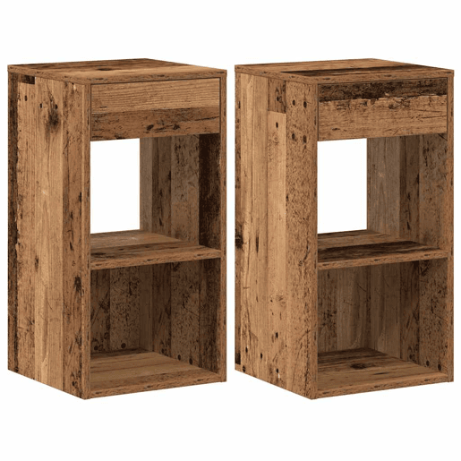 Lote de 2 Mesa De Cabeceira - Mesinha De Cabeceira com gaveta 35x34x66,5 cm madeira velha