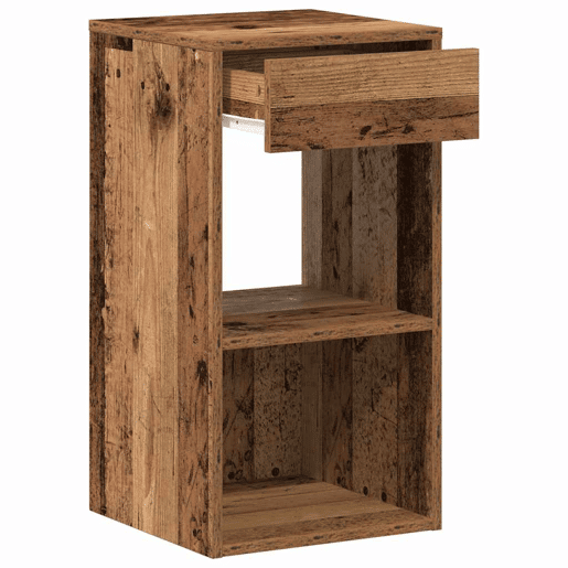 Lote de 2 Mesa De Cabeceira - Mesinha De Cabeceira com gaveta 35x34x66,5 cm madeira velha