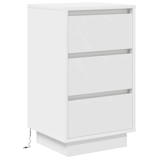 Mesa De Cabeceira - Mesinha De Cabeceira com luzes LED 38x34x65 cm branco