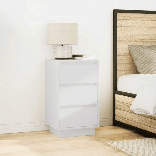 Mesa De Cabeceira - Mesinha De Cabeceira com luzes LED 38x34x65 cm branco
