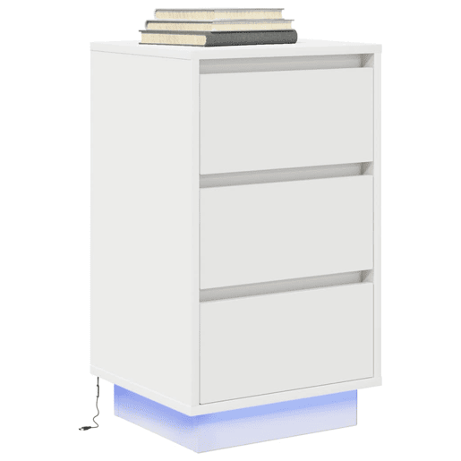 Mesa De Cabeceira - Mesinha De Cabeceira com luzes LED 38x34x65 cm branco