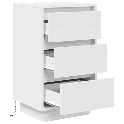 Mesa De Cabeceira - Mesinha De Cabeceira com luzes LED 38x34x65 cm branco