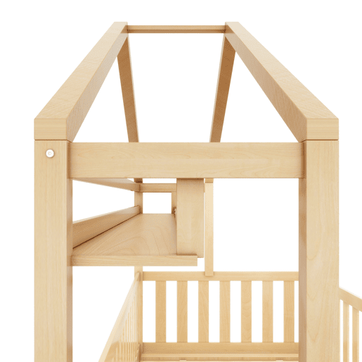 Cama infantil juvenil 90x200 - design em forma de casinha com gavetas e estrado em madeira maciça de pinho - Natural
