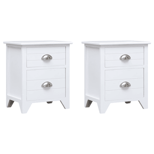 vidaXL Mesa de cabeceira com 2 gavetas 2 pcs branco