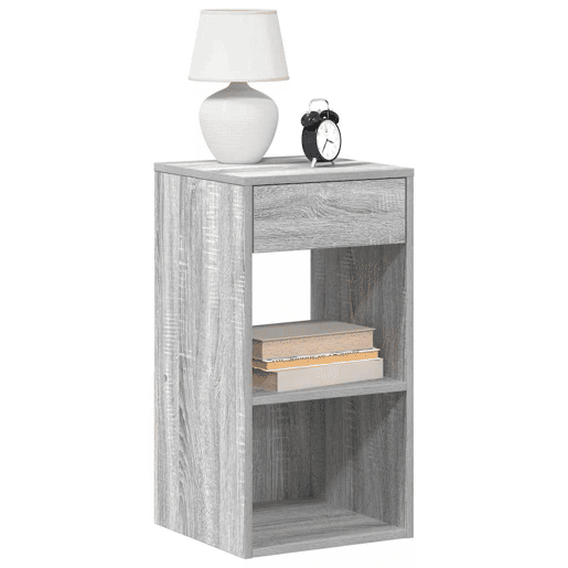 Lote de 2 Mesa De Cabeceira - Mesinha De Cabeceira com gaveta 35x34x66,5cm cinzento sonoma