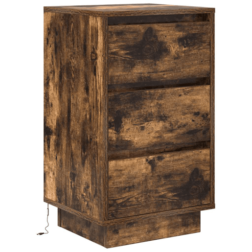 Mesa De Cabeceira - Mesinha De Cabeceira c luzes LED 38x34x65 cm carvalho fumado