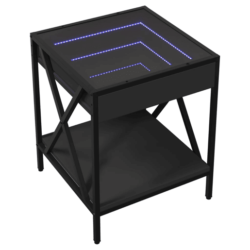 Mesa De Cabeceira - Mesinha De Cabeceira com luzes LED Infinity 40x40x49 cm preto