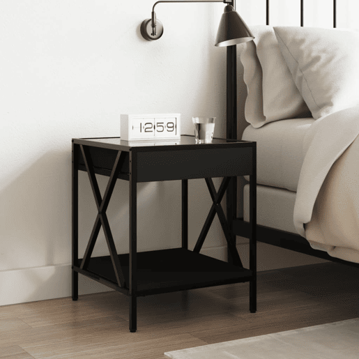 Mesa De Cabeceira - Mesinha De Cabeceira com luzes LED Infinity 40x40x49 cm preto