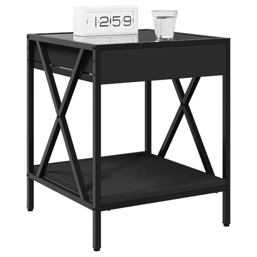 Mesa De Cabeceira - Mesinha De Cabeceira com luzes LED Infinity 40x40x49 cm preto