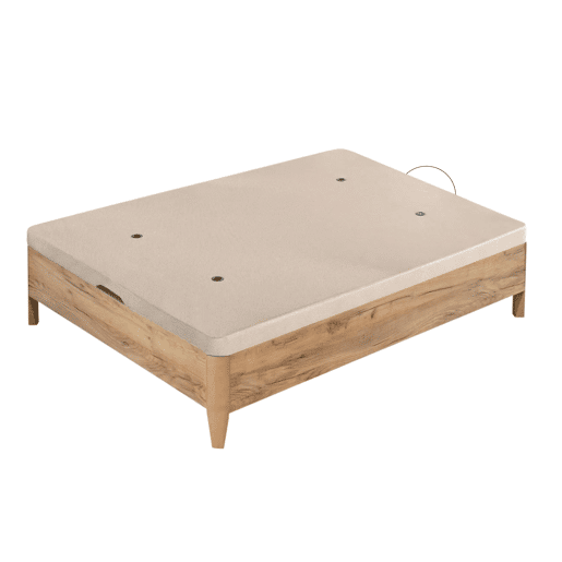 Sofá-cama de quarto Cope 90x190 cm, Carvalho Amazonas, tampa reforçada anti-curvatura, abertura manual de botija de gás, pés em faia de 11 cm